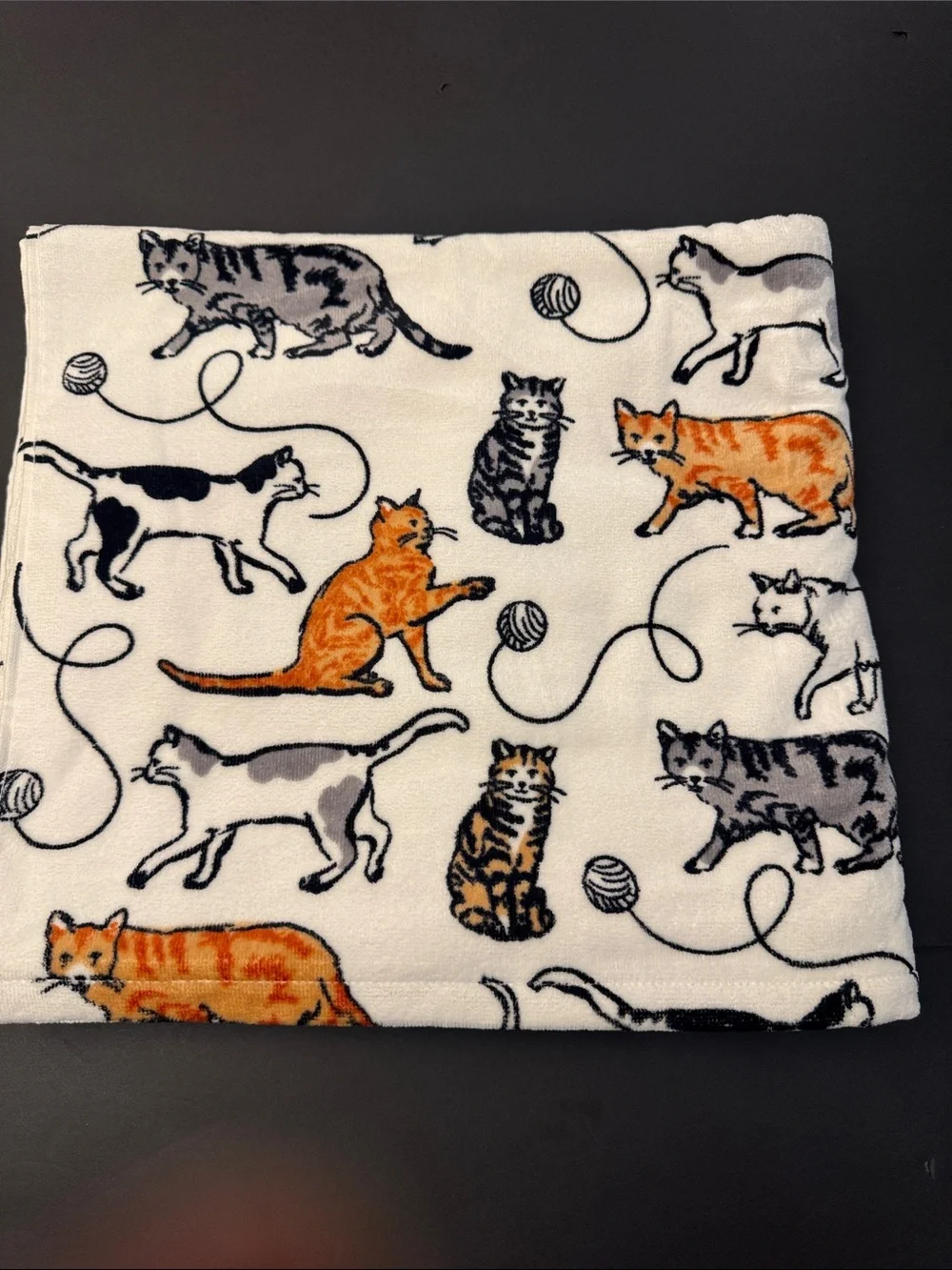 10pc DEBORAH CONNOLLY Cat Print Bath Towel Set - White/Black